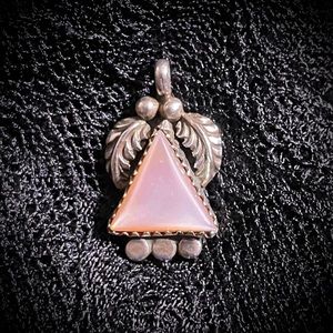 Vintage Pink Mother of Pearl Sterling Silver pendant